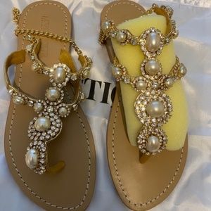 Wedding Sandals-From BHLND site-Mystique gold pearl sandal
